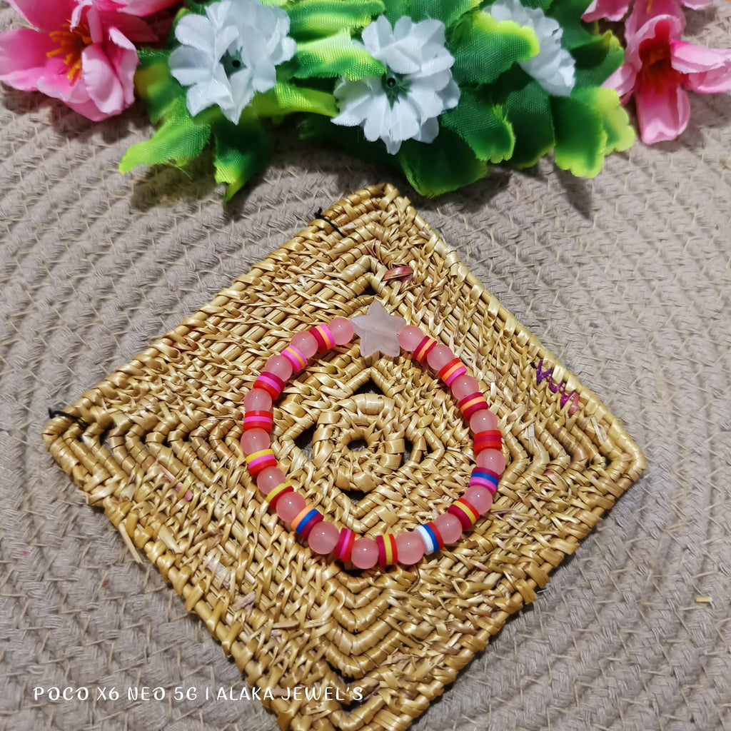 pink beaded foam bracelet