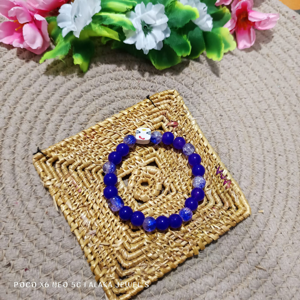 blue  beaded cartoon cat bracelet