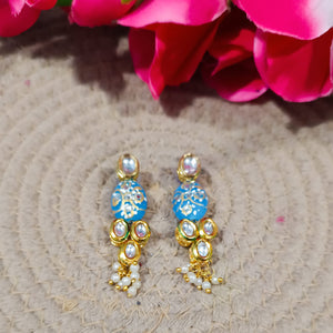 blue meenakari kundan earrings