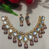 handcrafted meenakari kundan necklace set(entry level bridal necklace 3 lines)