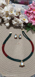 Red and green crystal kundan necklace set