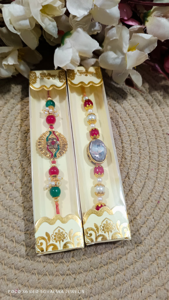 Premium Kundan designer rakhi (2 piece)